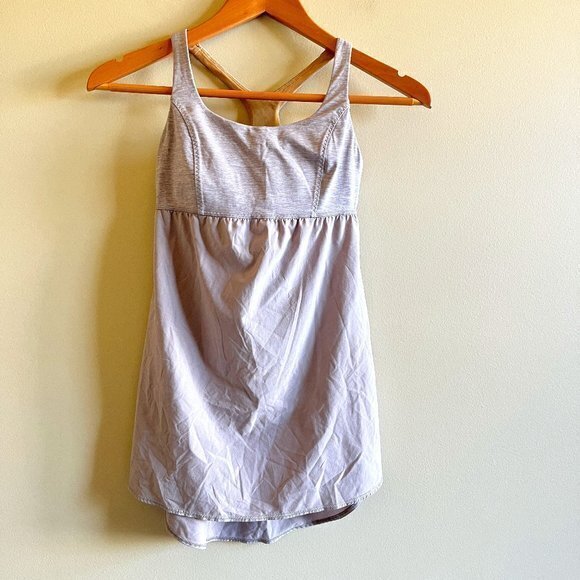 LULULEMON AHLETIC GRAY EMPIRE WAIST RACERBACK CUTOUT TANK TOP‎ WOMENS SIZE S - Picture 1 of 5
